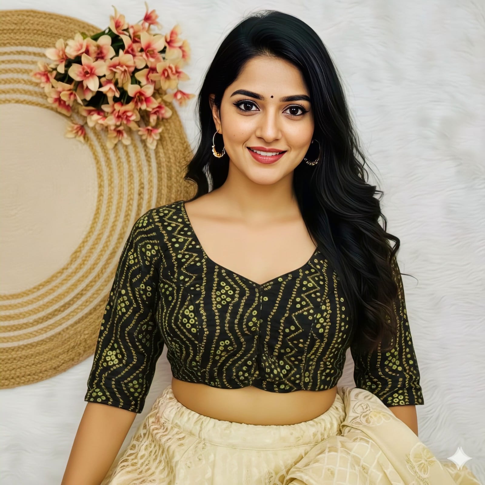 COTTON SILK BANDHANI PRINT WORK BLOUSE