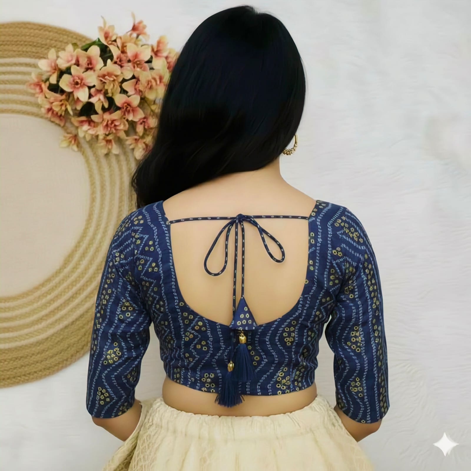 COTTON SILK BANDHANI PRINT WORK BLOUSE