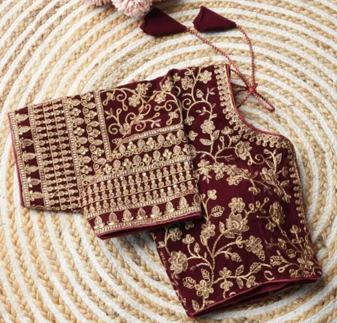 VELVET EMBROIDERY WORK BLOUSE