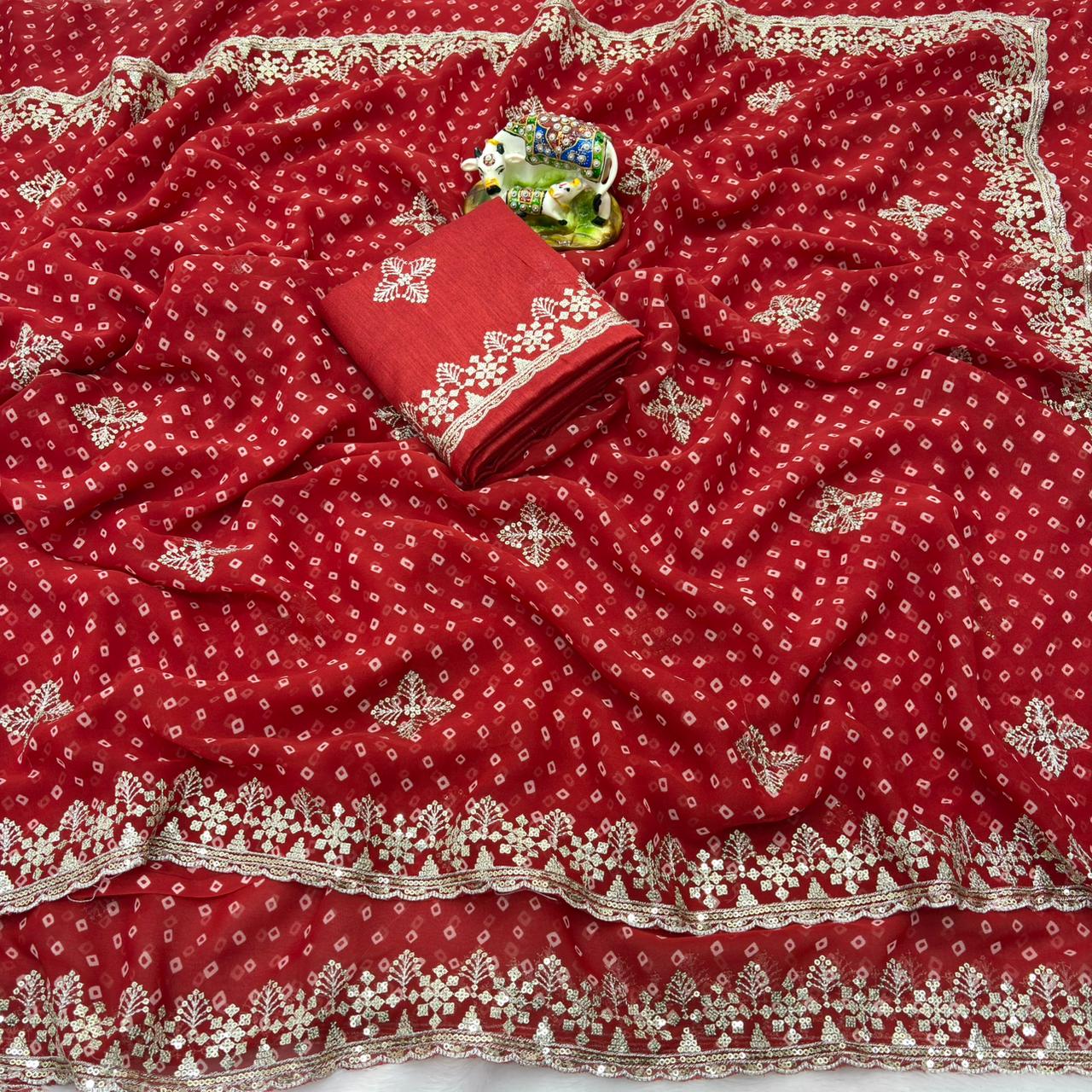 Saree Bandhani Red