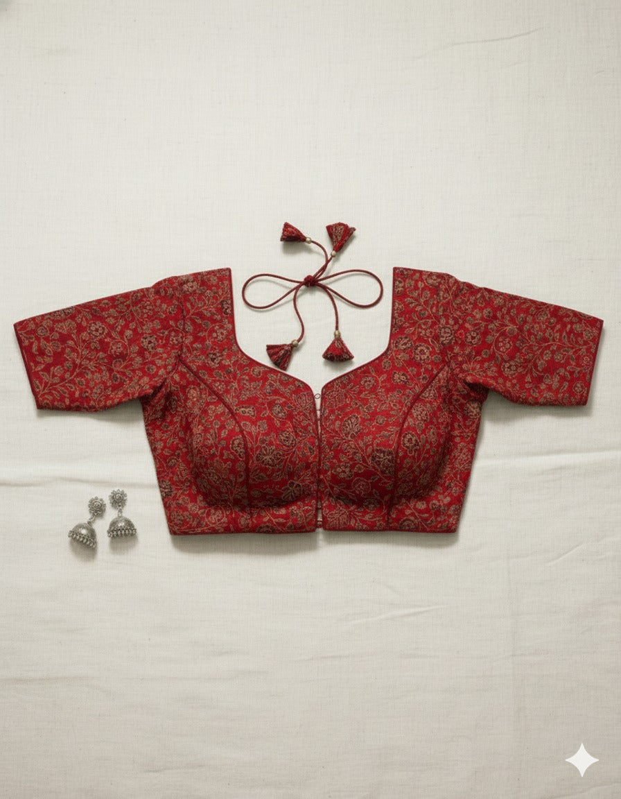 COTTON AJRAKH PRINT WORK BLOUSE