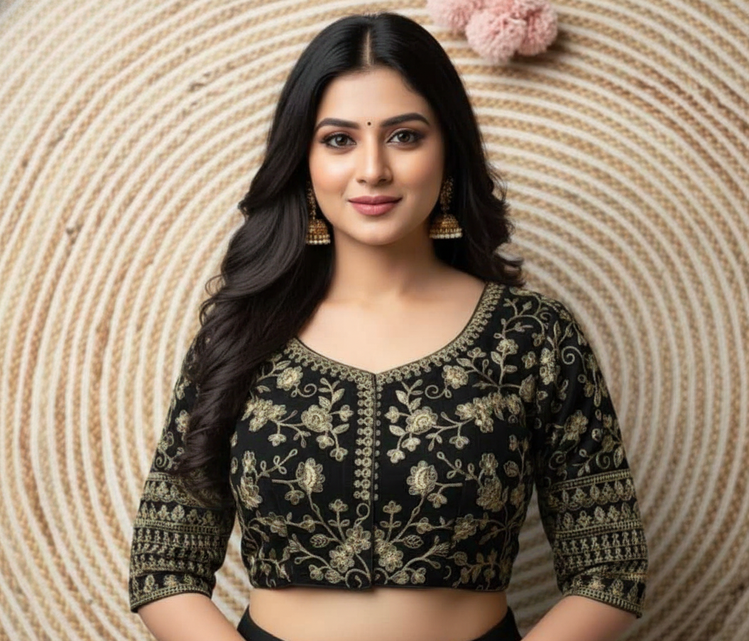 VELVET EMBROIDERY WORK BLOUSE